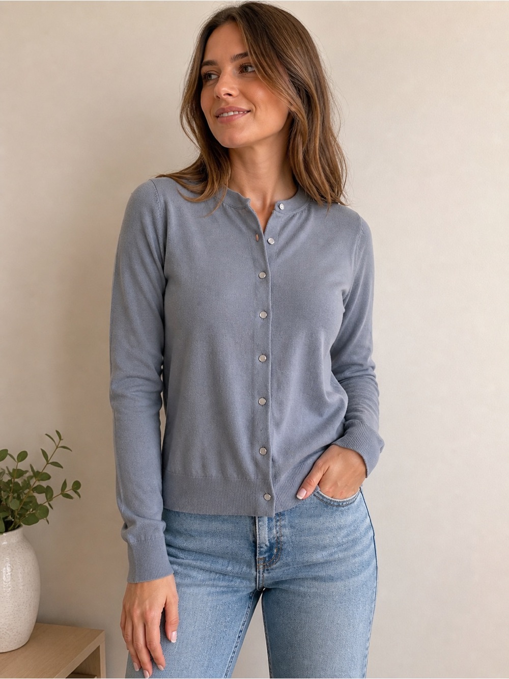 Sisters Gray Sweater Button Down Sz Small